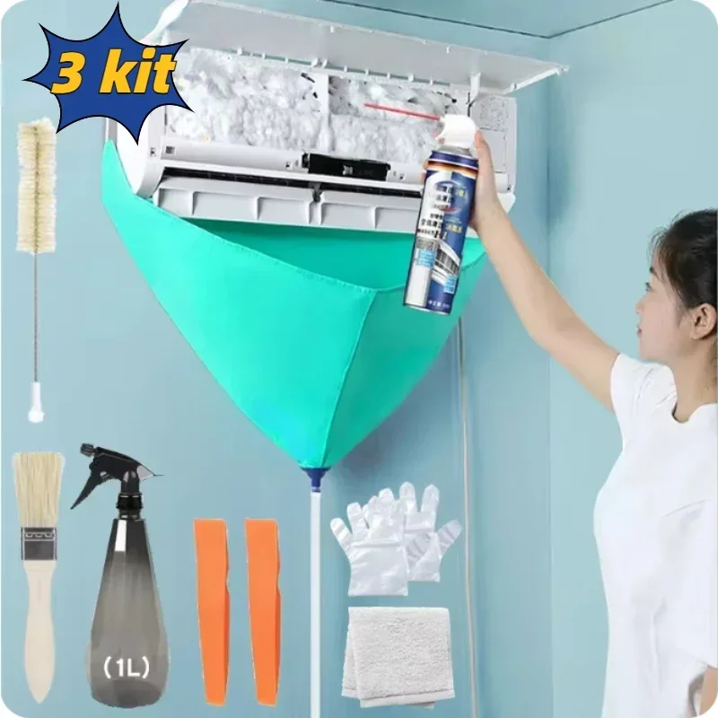 Air Conditioning Cleaning Kit Leak-proof Cover Full Set of Air Conditioner Cleaner with Water Pipe Disassembly-free Clean Tools