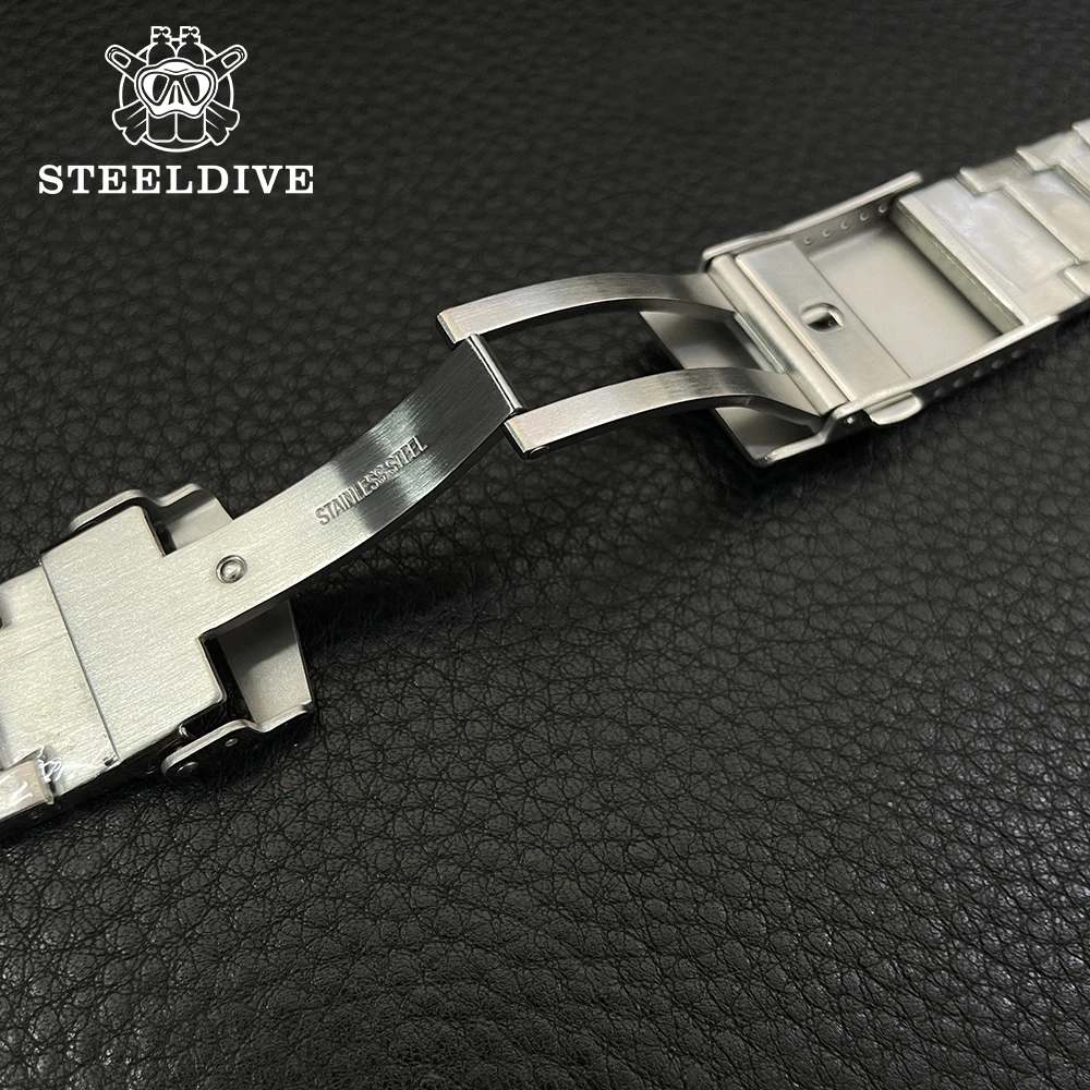 STEELDIVE Official SD1984 Special Strap Watch Chain 20*20MM Width Stainless Steel Strap With Solid Clasp