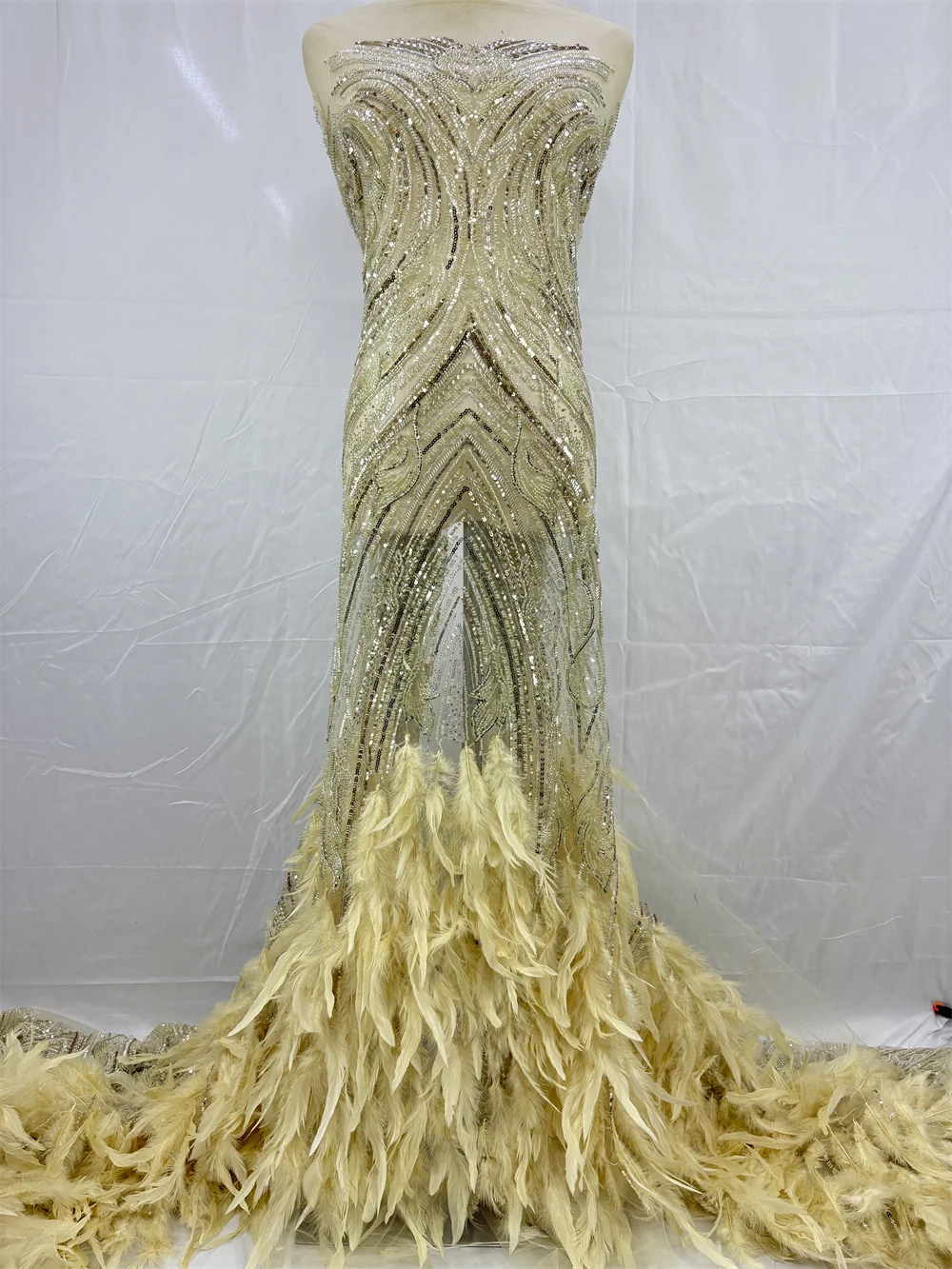 아프리카 나이지리아 깃털 비즈 프렌치 메쉬 레이스 2026 고품질 시퀸 튤 레이스 비즈 자수 재봉용