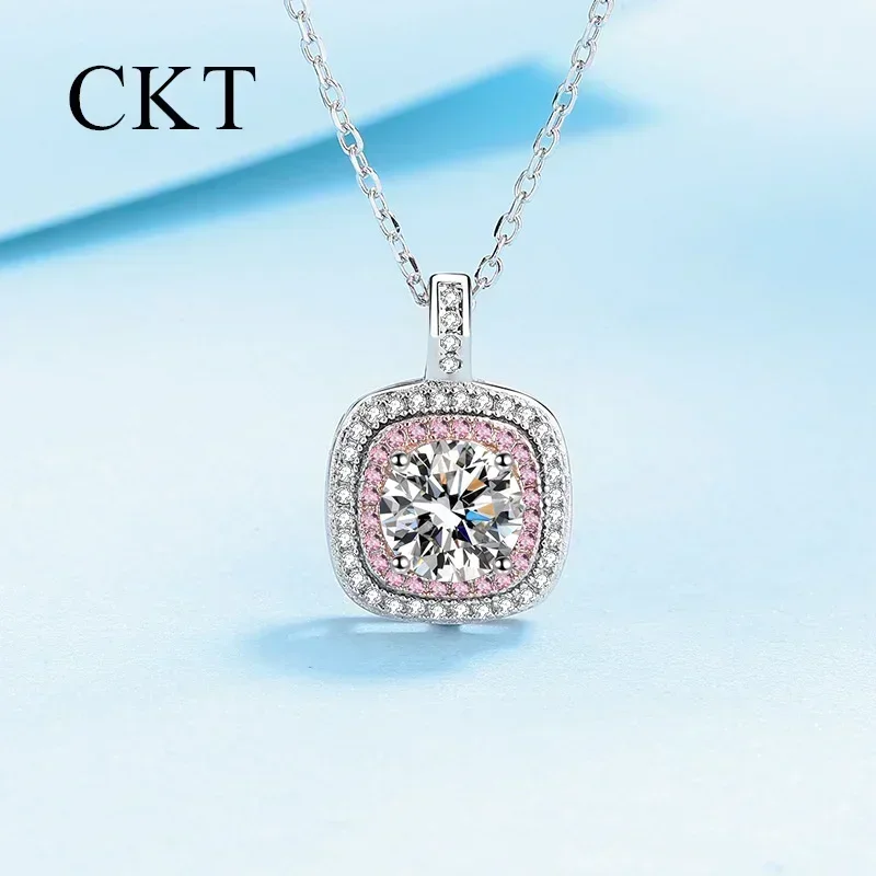 

Ожерелье из белого золота 18 карат и платины Pt950 для женщин, розовое золото, инкрустация 1 карат, цепочка с бриллиантами из муассанита, модный подарок подруге