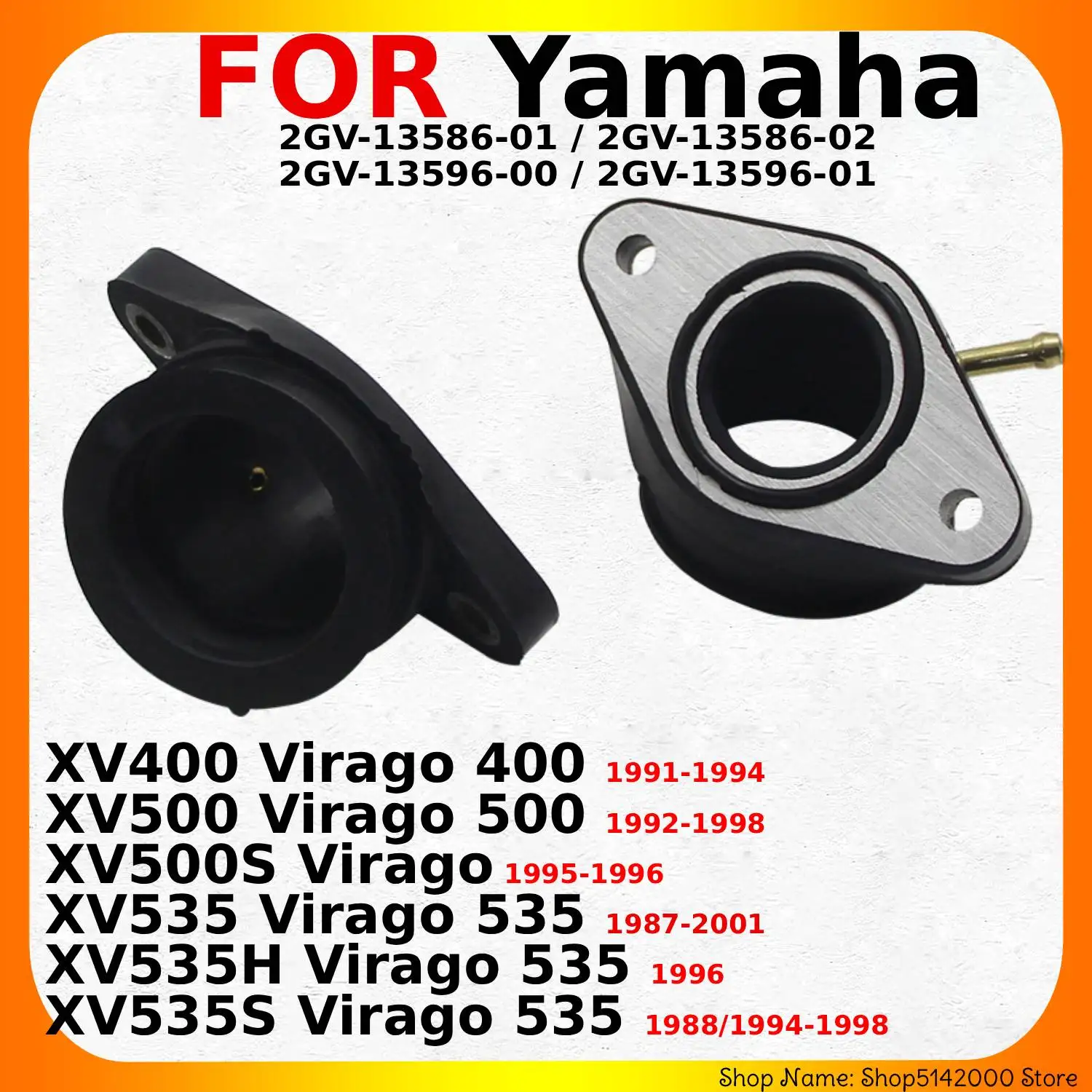 Coletor de interface de carburador de motocicleta, 2 peças para yamaha xv535h xv535s xv535 virago 535 2gv-13596-00 2gv-13586-02 2gv-13596-01