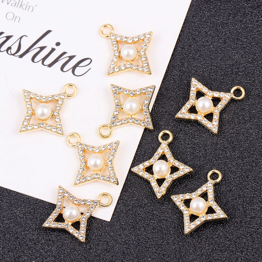 15Pcs 22*18MM New Exquisite Quadruple Star Alloy Pendant for DIY Necklace Earrings Bracelet High Sense Jewelry Making Accessorie