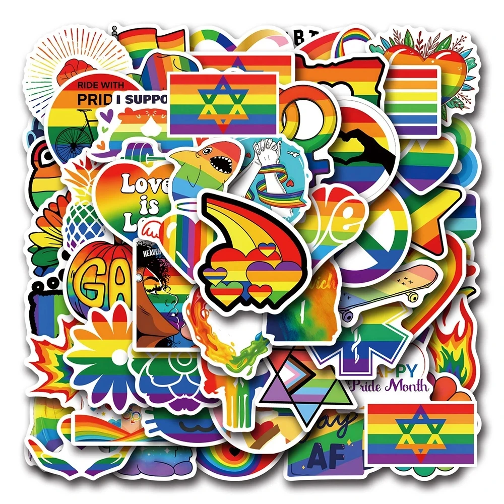 10/50/110pcs LGBT Gay Pride Stickers Colorful Rainbow Cartoon Graffiti Laptop Phone Case Skateboard Water Bottle Cartoon Sticker