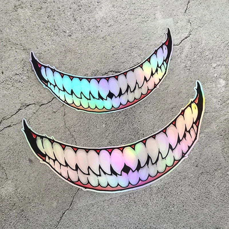 

1pc Evil Teeth Motorcycle Helmet Motorbike Fuel Tank Stickers DIY Headlight Waterproof Decoration Cool Motorcycle Accessories