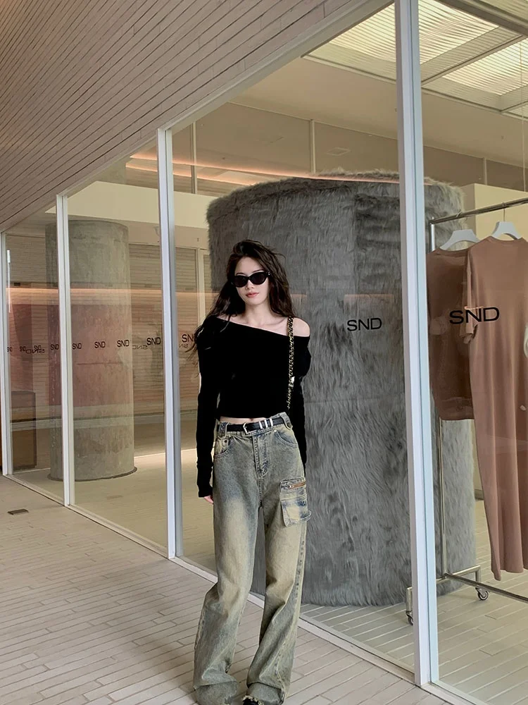 

Джинсы женские Whysoocld Vintage Waed Workwear, весенние, американские, прямые, удлиненные, с легким расклешением, длиной в пол