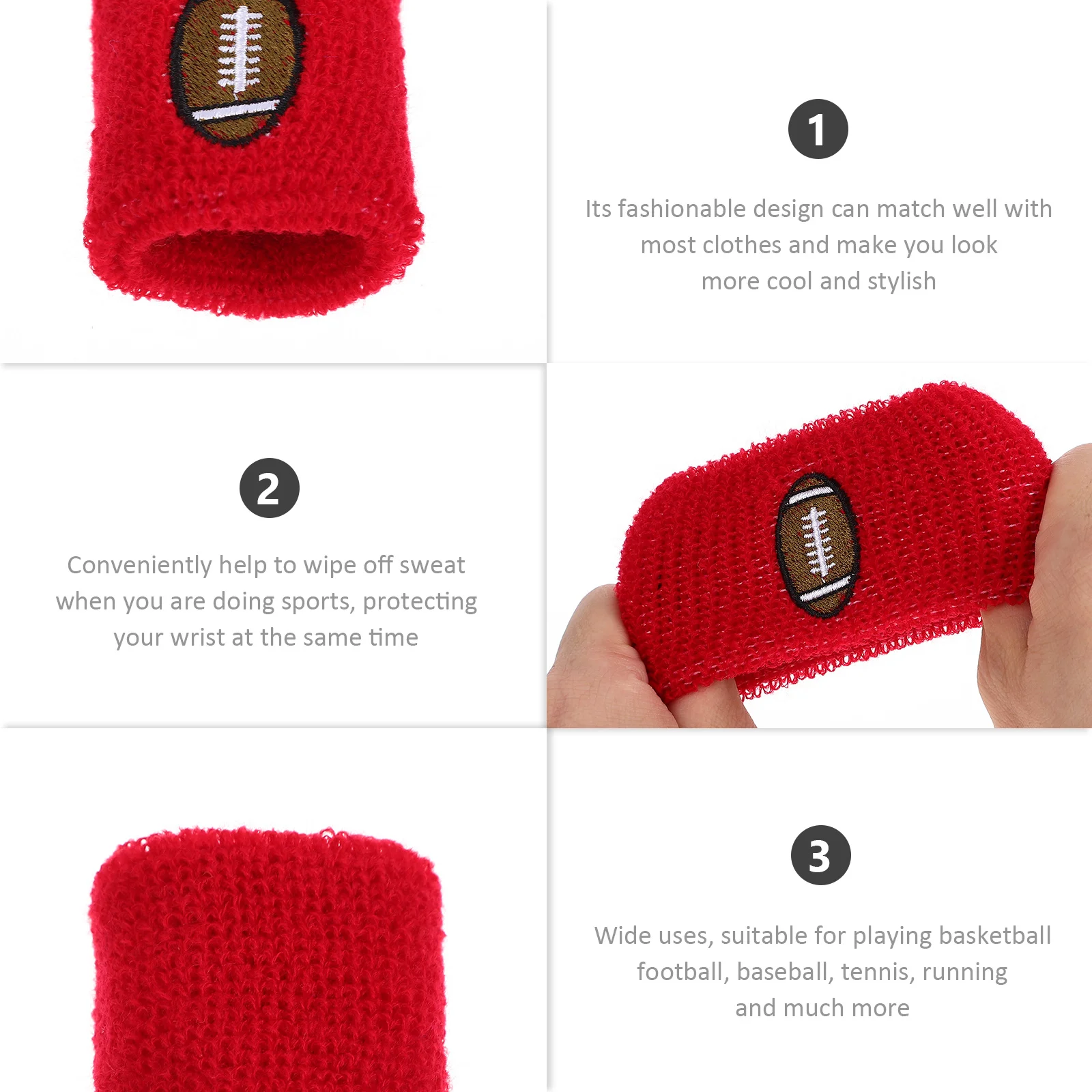 

6Pcs Sports Wristbands Sweat Proof Wristwear for Active Ideal for Football Baseball Gym Workouts Sports