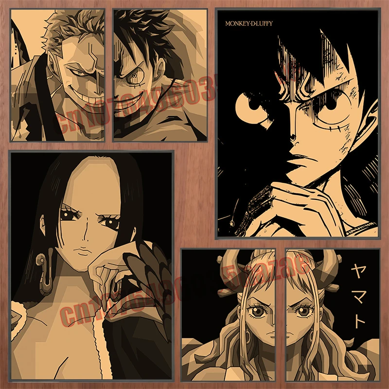 

Anime One Piece Luffy Zoro Ace Robin Poster Retro HD Printing Canvas Painting Suitable for Cafe Home I Am Wall Art Deco Painting