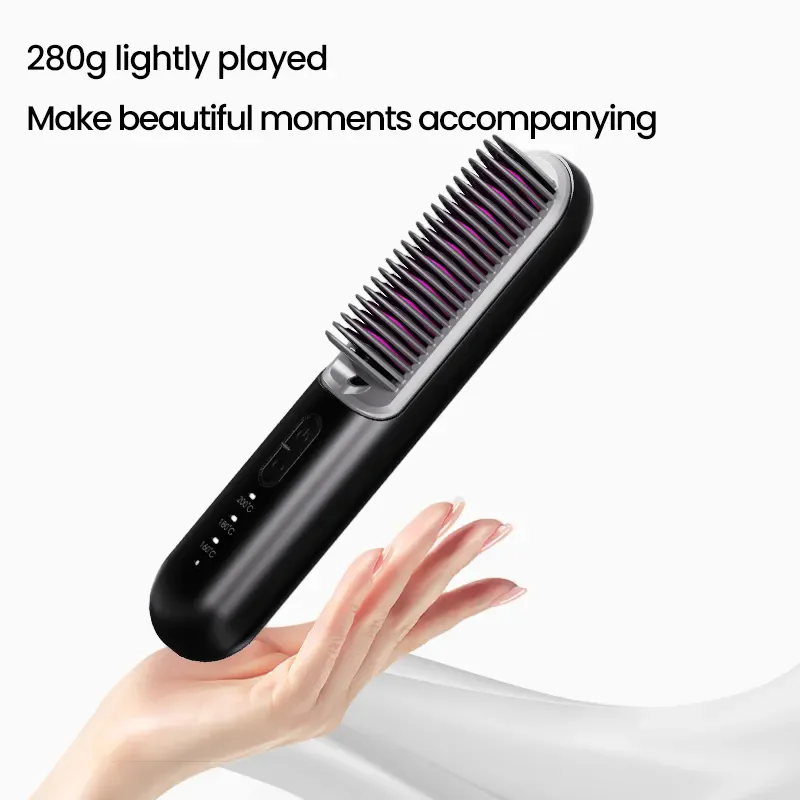 Hot Comb Wireless Hair Straightening Brush Negative Ion Cordless Straightener Hair Curler Curling Iron Anti-Scalding Stying Tool