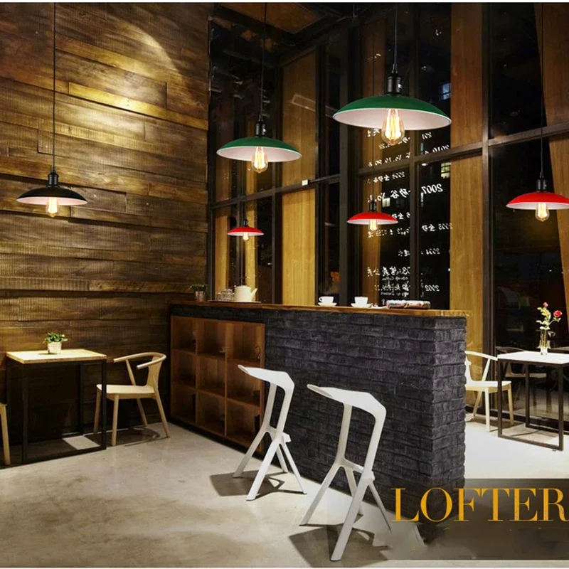 Loft Industrial Pendant Light Colourful Plate Hanging Lamps for Bar Restaurant Suspension Luminaire Vintage Pendant Lamp Fixture