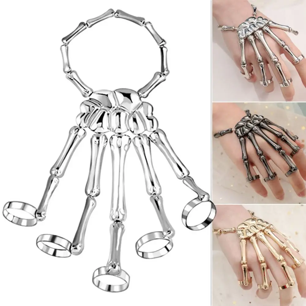 Gift With Ring Claw Bracelet Metal Texture Exaggerated Hand Rings Jewelry Punk Ghost Hand Skull Bracelet Boys
