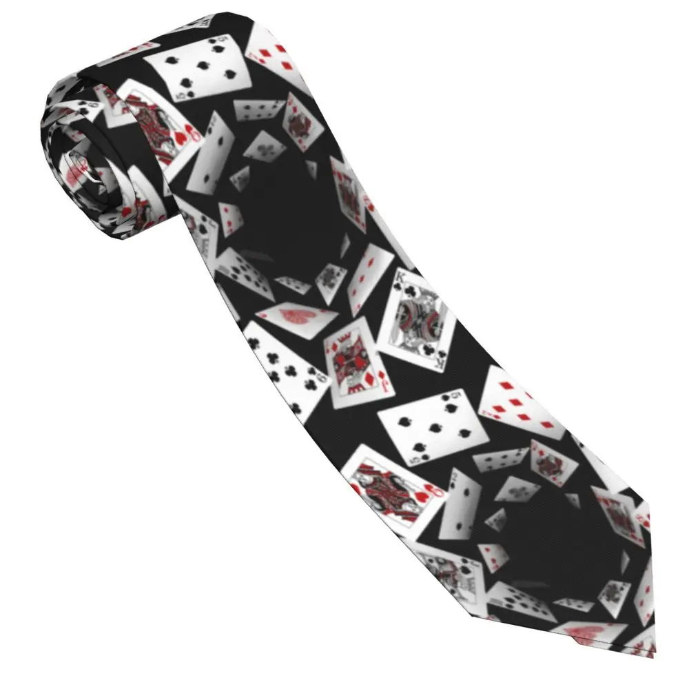 

Falling Cards Playing Card Neckties Men Slim Polyester 8 cm Narrow Poker Neck Tie Mens Shirt Accessories Wedding Party