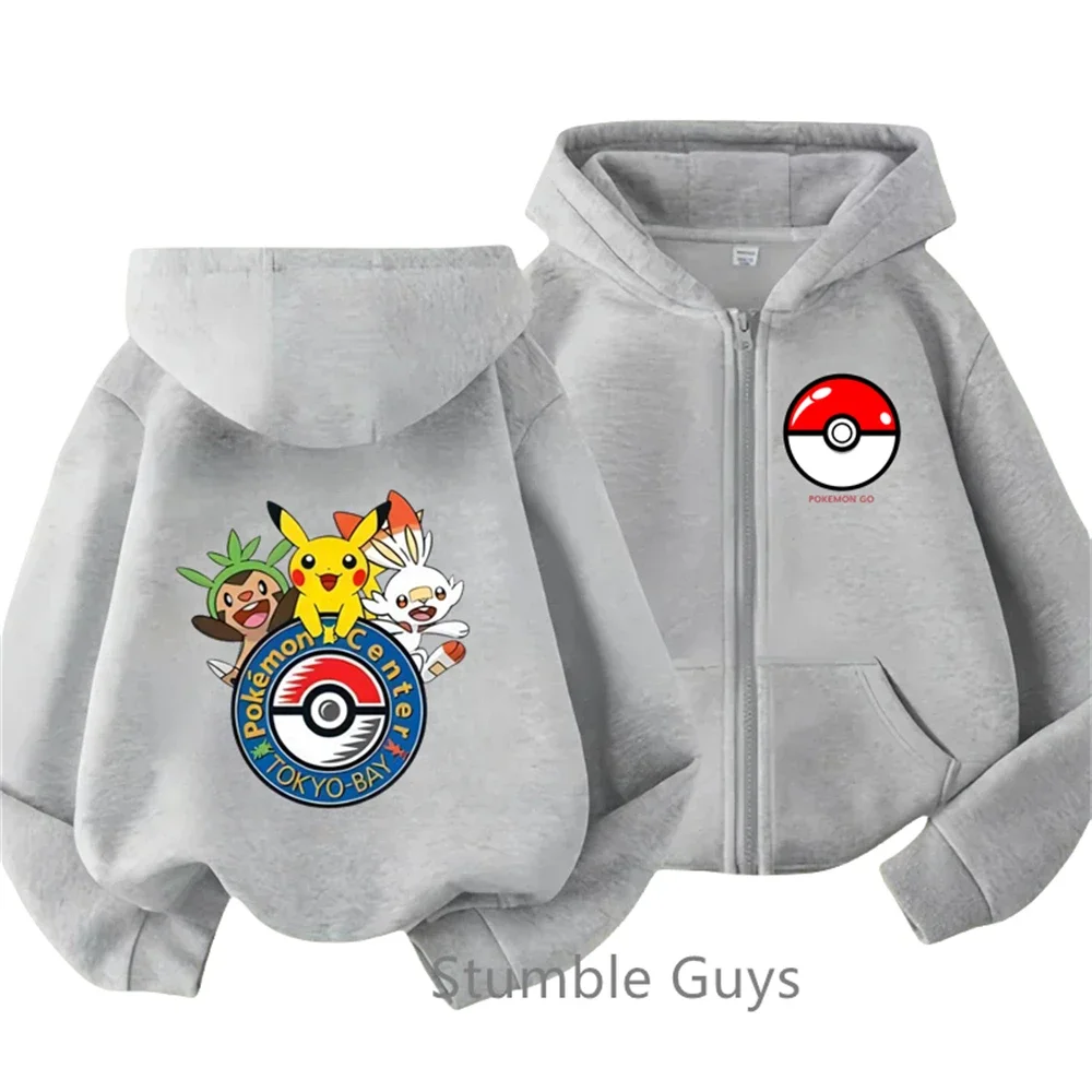 Kawaii Pokemoned bluza z kapturem na zamek 2-13 lat bluza dziecięca z długim rękawem dzieci chłopcy ubrania dziewczyny nastolatki Sonic kombinezon z kapturem