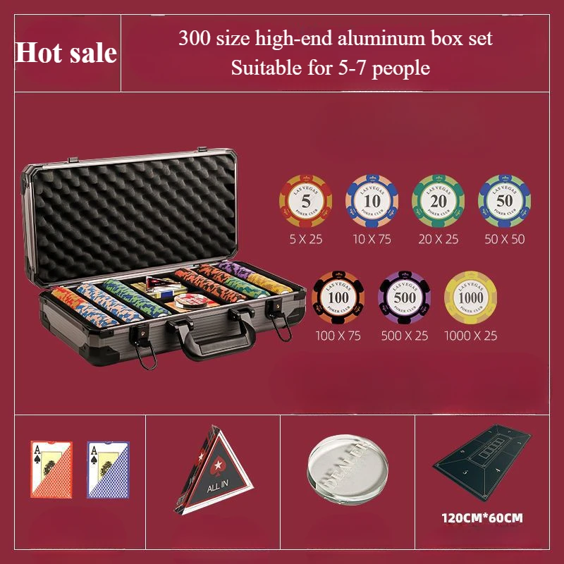 Box Mahjong Token Betting Points Pieces Poker Chip Coin Set Aluminum Box Home Clay Chess and Card Room Poker Chips Token Coin