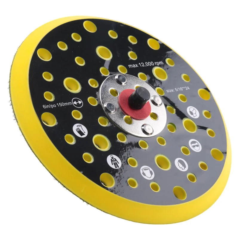 

B28C-4Pcs 150Mm 5/16 Thread 52 Hole Medium Density Random Orbital Sander Hook & Loop Backing Pad Compatible With Mirka CEROS