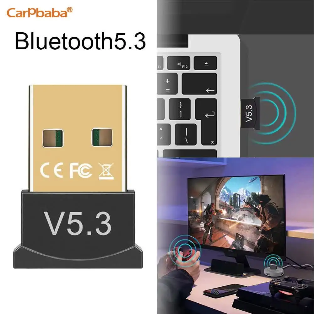 USB Bluetooth対応5.3アダプター、Windows 11/10対応、BTオーディオトランスミッター、プラグアンドプレイ、コンピューター、PC、ラップトップ、イヤホン用