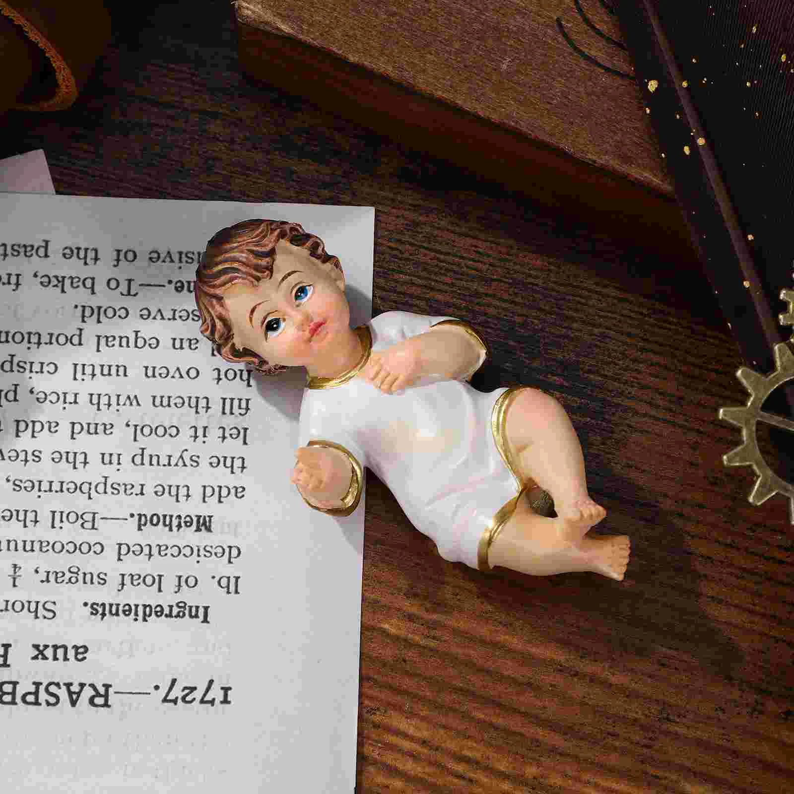 Religious Holy Child Ornament Jesus Baby Statue Decoration Saint Bulk Ornaments Wreath Figurine Resin Adornment Flower Garland