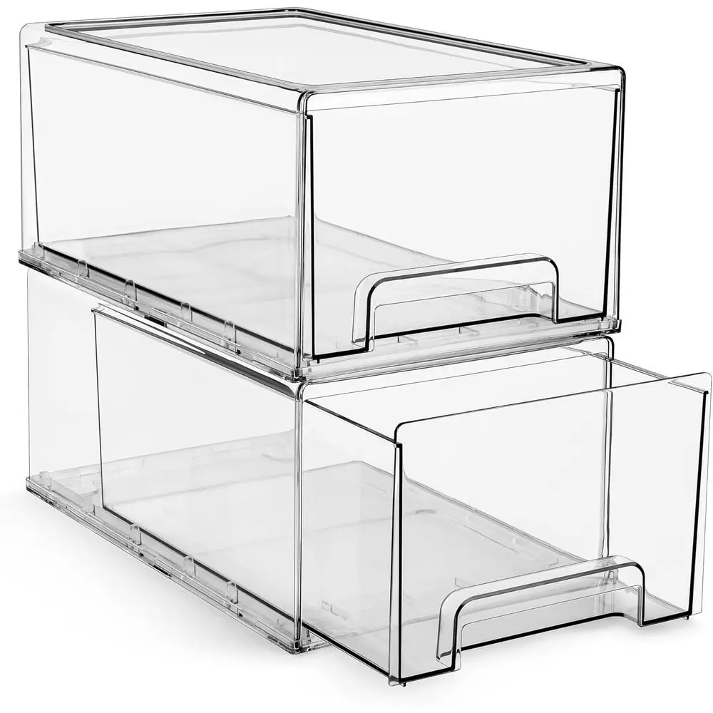 

Stackable Pull-Out Storage Bins with Handles, Slide Out Organizer for Pantry, Kitchen, Acrylic Storage Bins