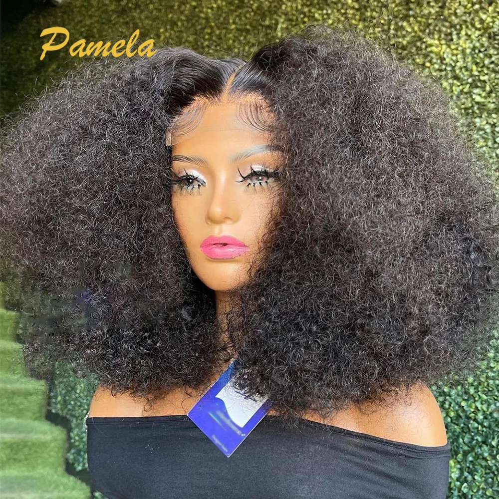 

Brazilian Kinky Curly Wear and Go Human Hair Glueless Wigs Short Bob 250% Density 13x4 Transparent Lace Frontal Wigs For Women