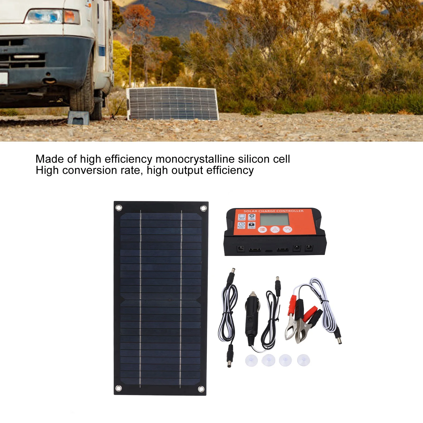 

Solar Panel Eco Friendly 100A Portable Solar Panel Kit High Output Efficiency Monocrystalline Silicon for RV