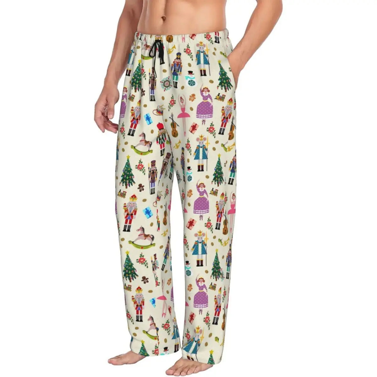 Custom Christmas Day Xmas Nutcracker Pajama Pants Men Sleepwear Sleep Lounge Bottoms with Pockets
