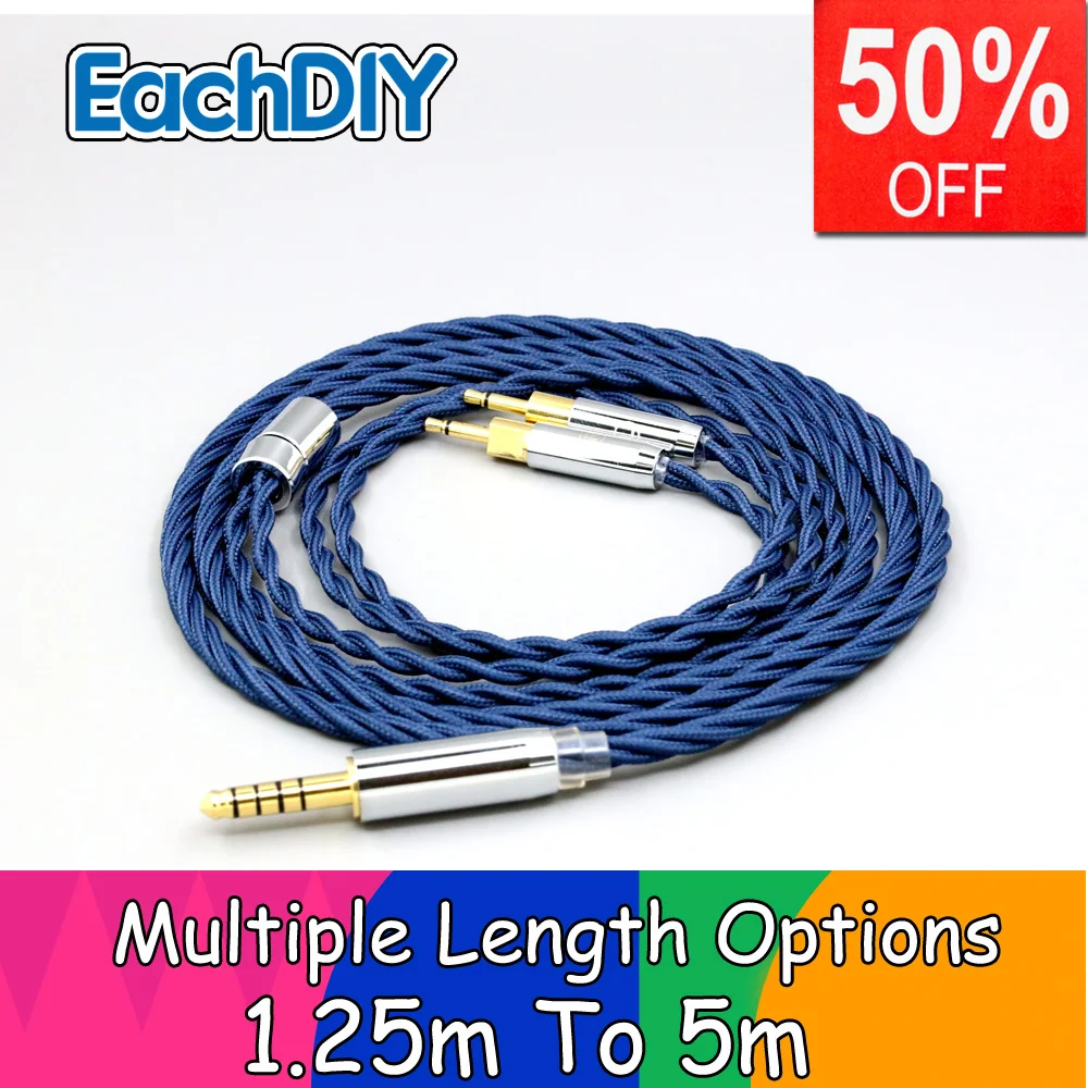 

99% Pure Silver OCC Graphene Alloy Earphone Cable Full Sleeved For Dual 2.5mm pin Sennheiser HD700 Headphone LN008589