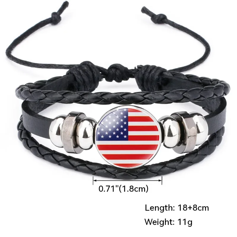 2024 North American Flag Leather Bracelet USA Canada El Salvador Jamaica Haiti Mexico Guatemala Panama Bangles Mens Wristband