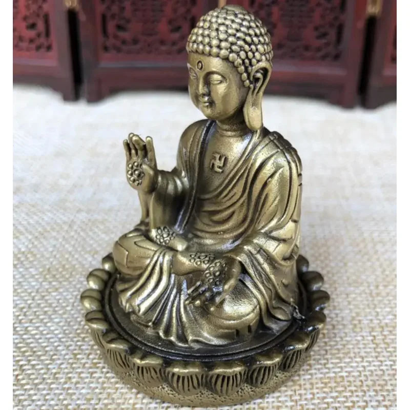 China brass lotus Tathagata Buddha small crafts statue