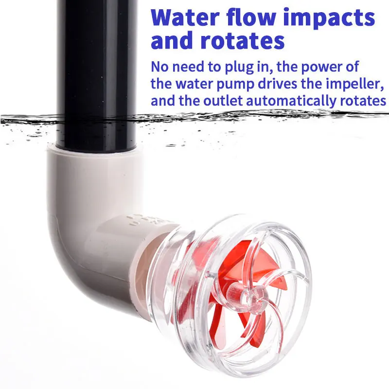 PVC DIY Auto-Rotating 5-Blade Fan Kit Filter Fish Tank Wave Making Outlet Nozzle Multifunctional Detachable Rotatable Nozzle