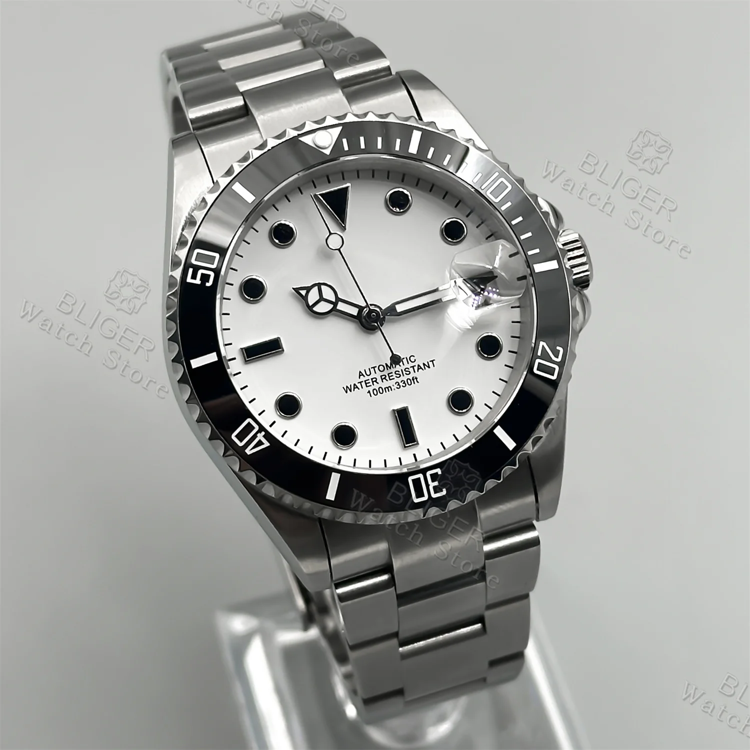 BLIGER 36Mm 38Mm NH35A PT5000 Jam Tangan Pria Menyelam Otomatis Jam Tangan Mekanis Bercahaya Bezel Keramik Berputar Kaca Safir Tanggal