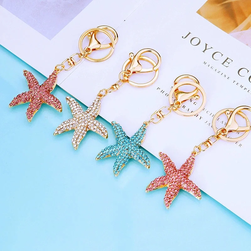 Sommer Strand Seestern Schlüsselanhänger Souvenir Geschenke für Frauen Männer Autoschlüssel Handtasche Anhänger Schlüsselanhänger DIY Schmuck Zubehör