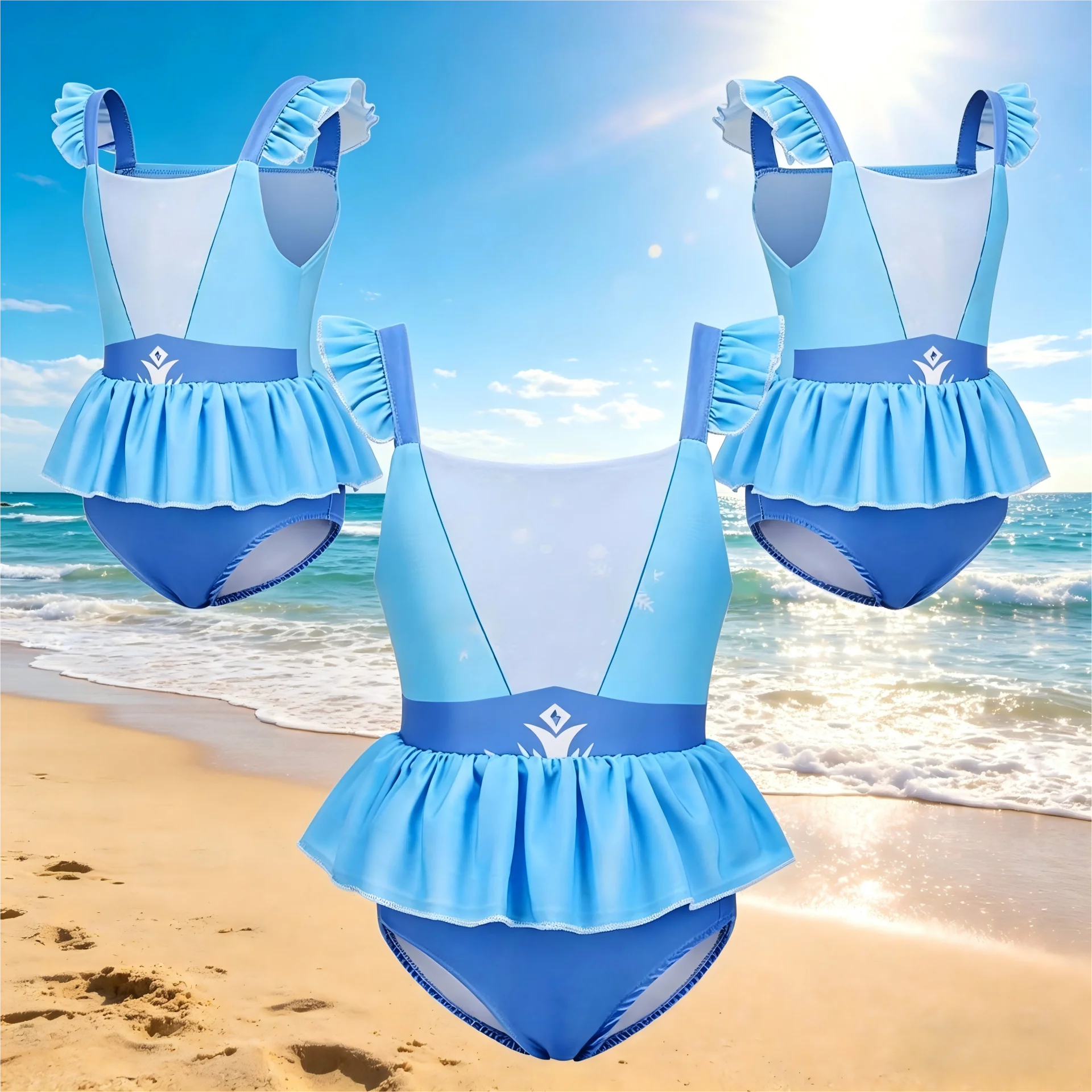 Sommer Prinzessinnen Mädchen Einteiliger Badeanzug Elsa Jasmin Belle Badeanzug Kinder Strandkleidung Pool-Party-Kostüm Kleinkind Baby Bodysuit