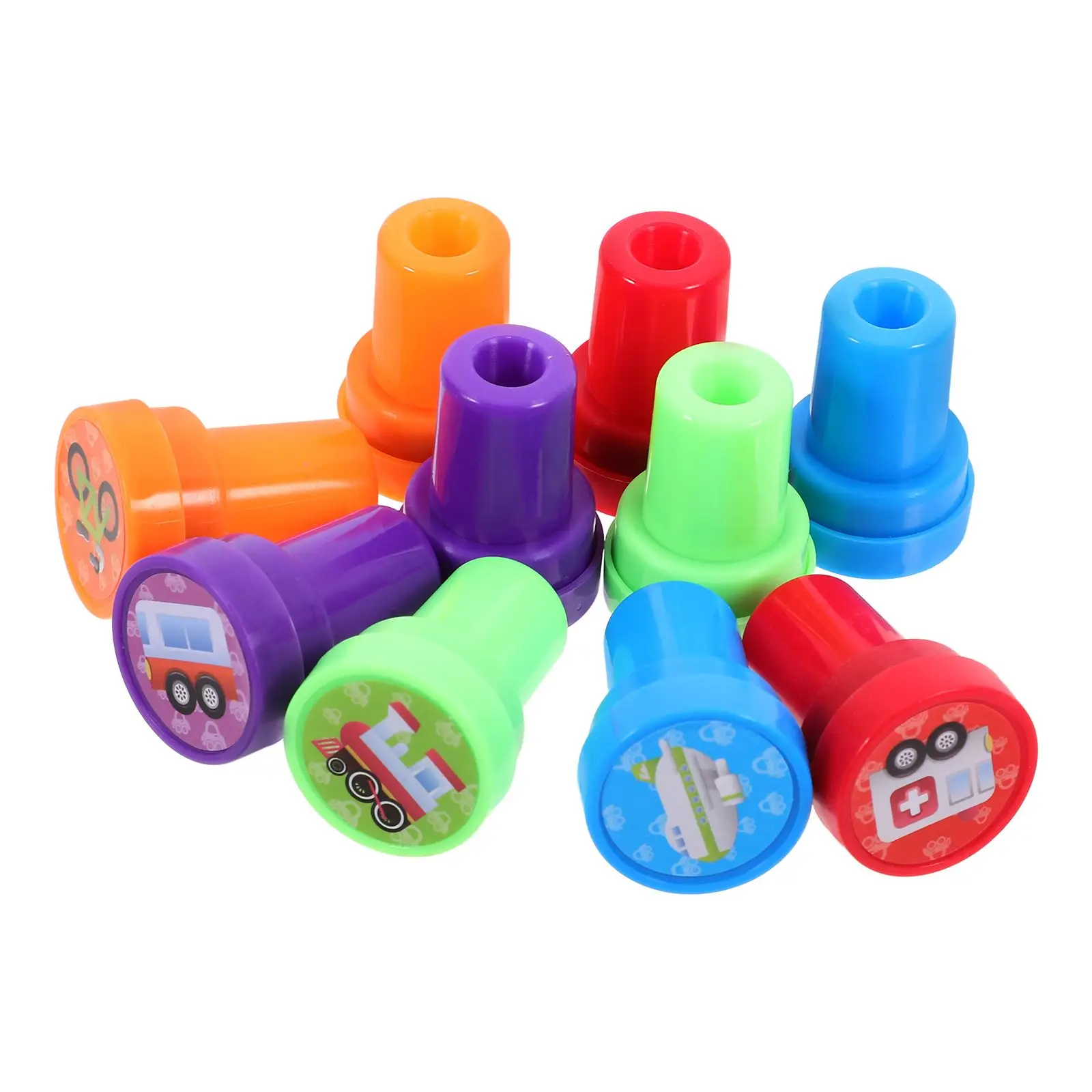 10 Stück Stempel Transport Kunststoff Tagebuch DIY Dekorieren Puzzle Partygeschenke für Kinder Kind