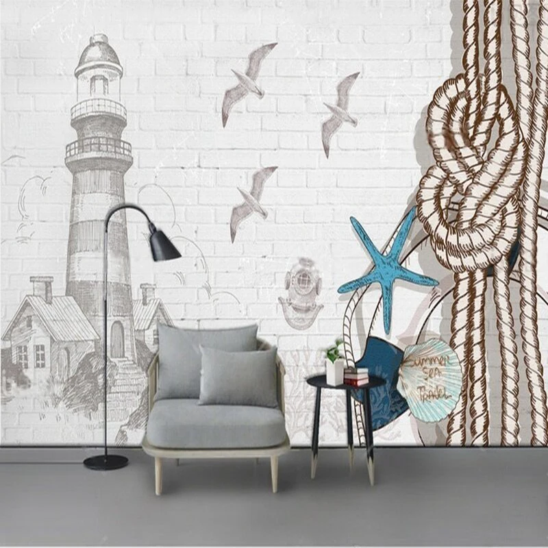 

A luxurious background wall for the living room and bedroom with a Nordic minimalist lighthouse brick wall