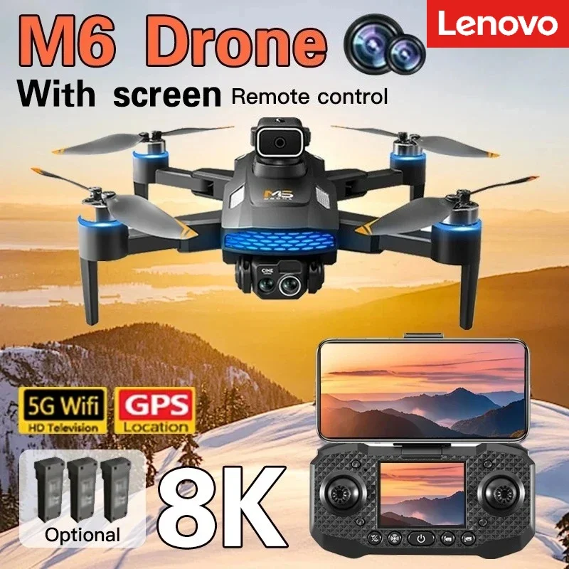 

Дрон Lenovo M6 8K Pro с 5G Wi-Fi FPV и 4K HD камерой для профессиональной аэросъемки с пультом управления и экраном, квадрокоптер RC