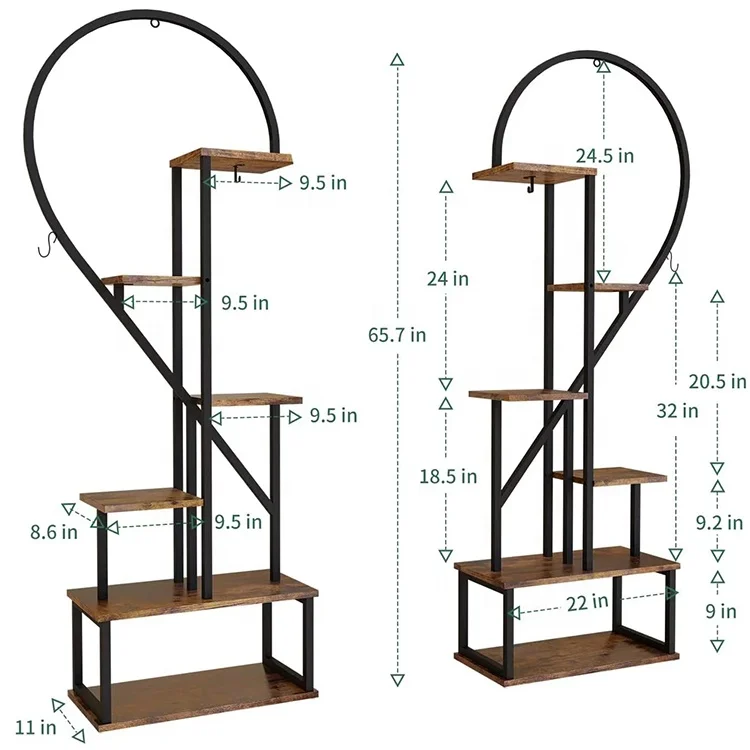 Eco Friendly Indoor Outdoor Metal Plant Stand Heart Shape Flower Pot Plant Stand