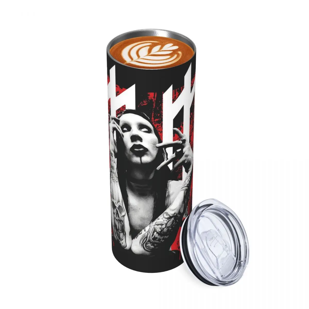 

Marilyn Manson Glitch Fan Подарочная музыкальная стакан из нержавеющей стали с вакуумной изоляцией, термохолодные чашки, соломинки с крышкой, 20 унций
