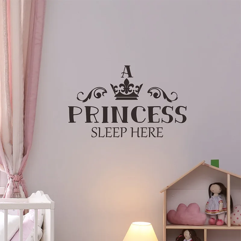 Princess Sleep Here Wall Sticker For Girl's Room Background Decoration Wallpaper Home Decor Kids Bedroom Self-adhesive Decals - Image 5
