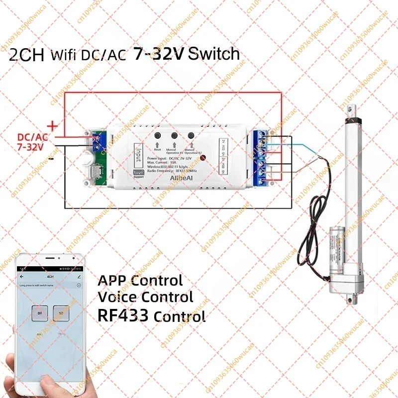 2CH WiFi Smart Motor Controller DC 5V-32V, RF433 Remote Pulse Relay Module for Smart Home Automation & Voice Assistant