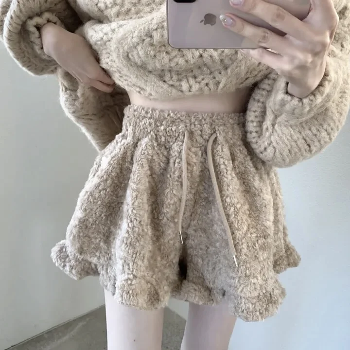 Pantalones informales para mujer, versión coreana, diseño Vintage, sensación, dulce encaje juvenil, piel de cordero, cintura elástica, pantalones ortopédicos