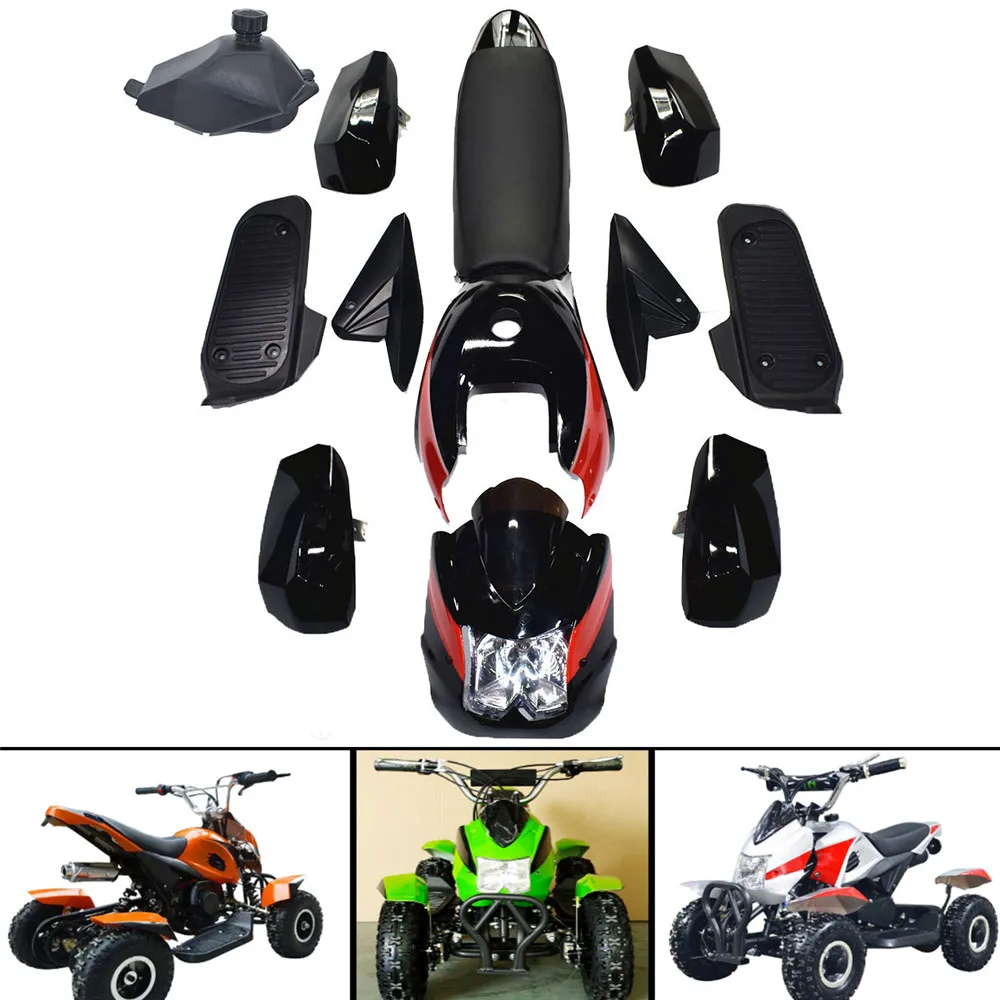 

Plastic Kit Fender Fairings with 12V headlight windshield and fuel tank seat For 49cc kids quad bike mini ATV kid 4x4 wheeler