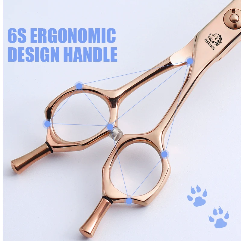 FIRELION Professional VG10 6.5/7.0/7.5 Inch Dog Grooming Curve Cutting Scissors Animal Gold Pet Super Curved Scissors for Dogs