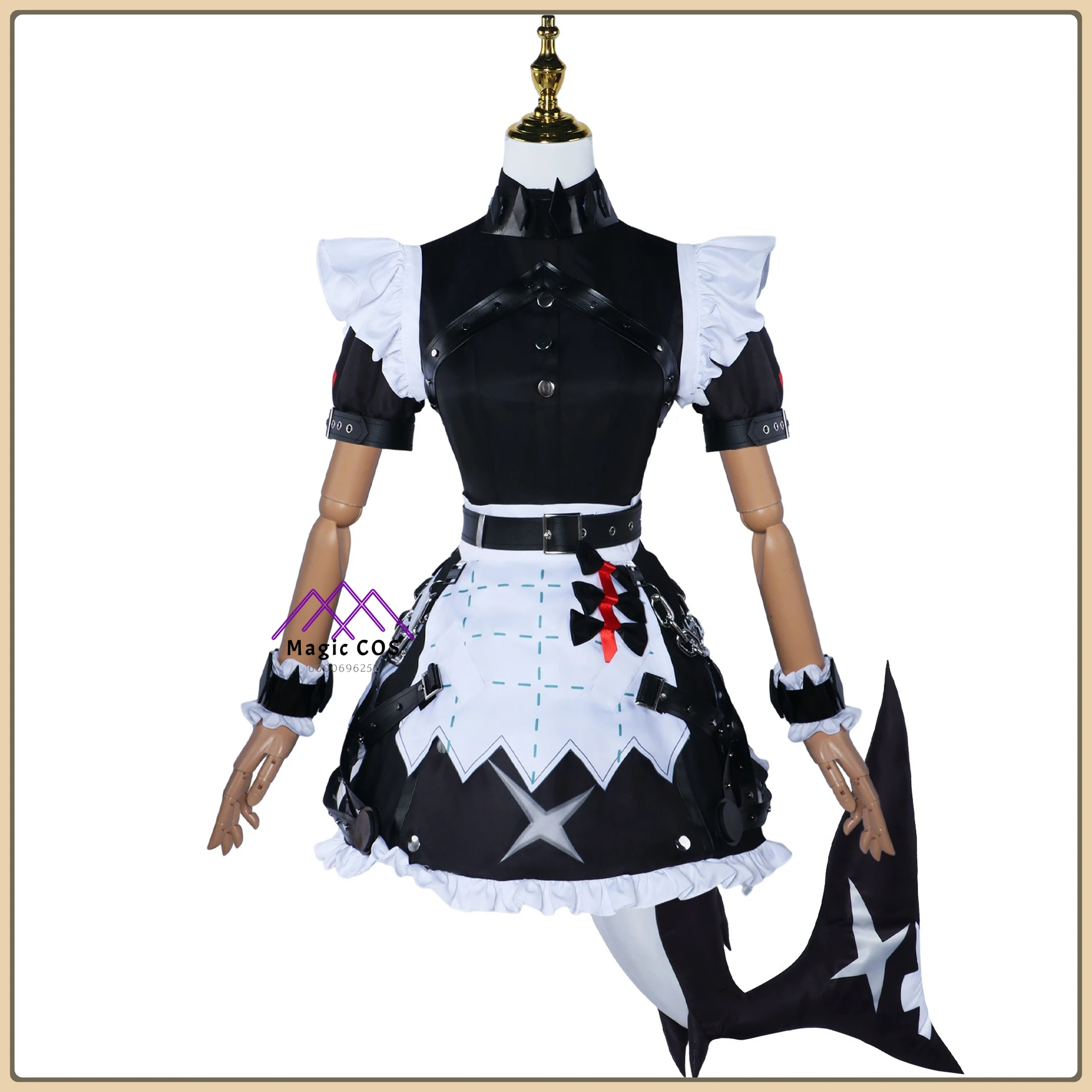 

Zenless Zone Zero Ailian Qiao (Female) Cosplay Costume Shark Maid Uniform Dress Set + Tail Prop Anime Outfit for Comic Con Party