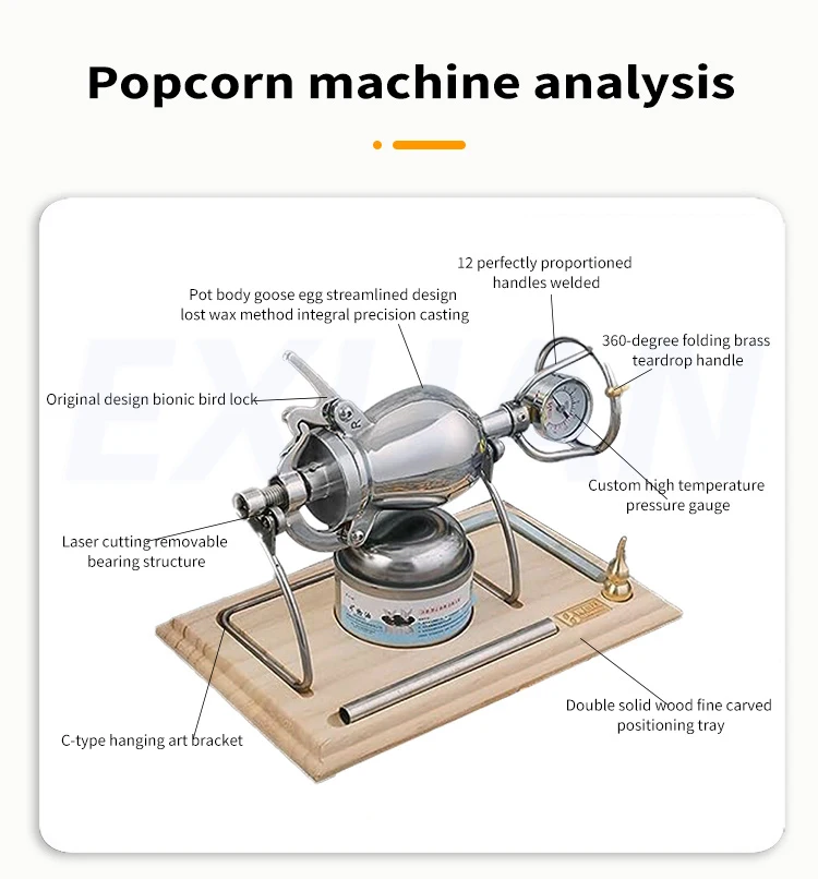 100ml/260ml/360ml/500ml ze stali nierdzewnej Mini wzmacniacz do rozerwania ziarna maszyna do popcornu maszyna do popcornu mały kemping na zewnątrz