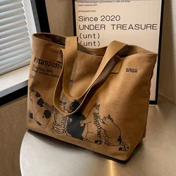 Large Capacity Bag Female Spring 2023 New Canvas Feeling One Shoulder Bag College Students Leisure Commuting Tote Package