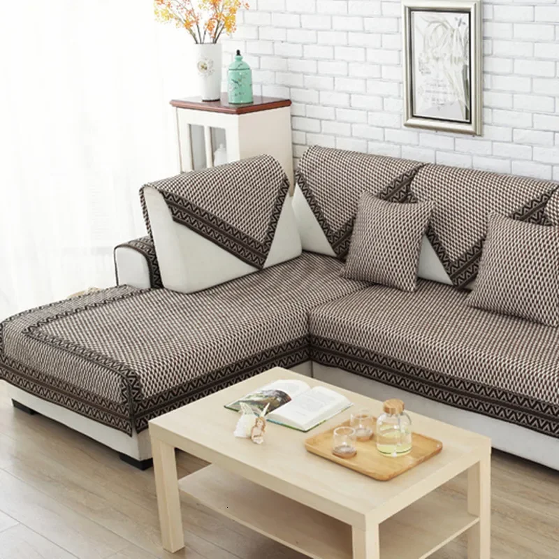 Modern Brief Style Dark Color Resistant To Dirt Fabric Sofa Cover Towel Cushion Four Seasons Available Home Wedding Decoration