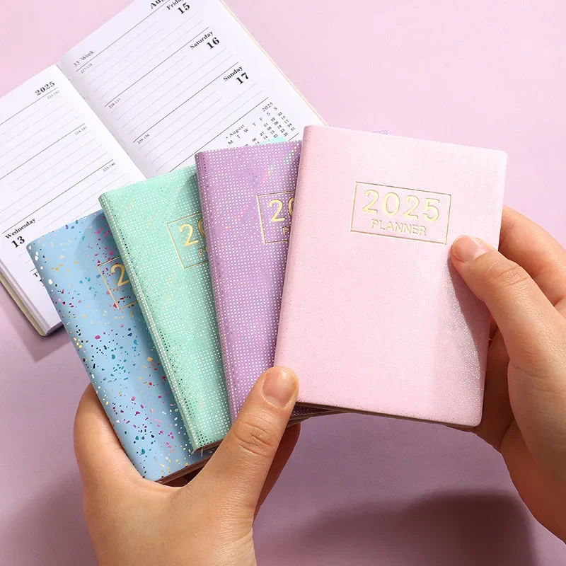 A7 2025 Agenda Book Mini with Calendar Daily Weekly Monthly Planner School Notebook To Do List Laser To Do List English Notepad