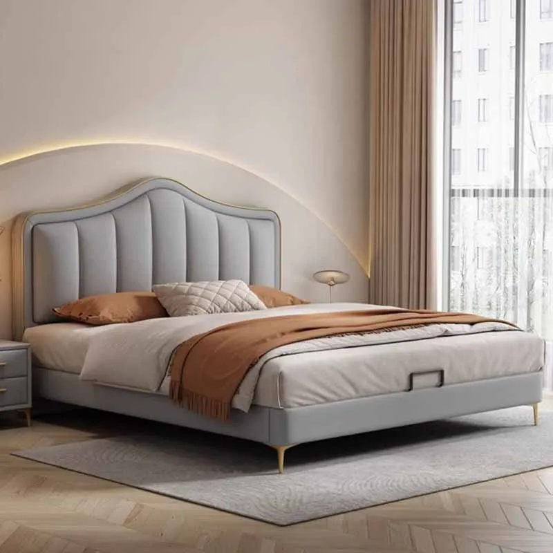 Queen Bedroom Double Bed Soft Waterproof Wood European Wooden Upholstered Beds Twin Luxury Modern Camas De Dormitorio Furniture