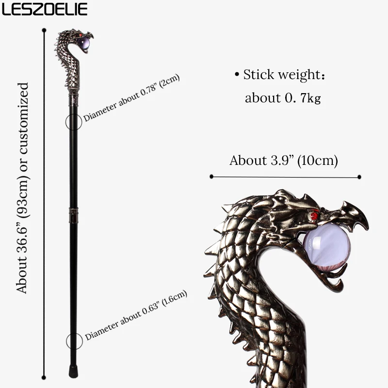 Tongkat Jalan Wanita Bergaya dengan Kepala Naga Perak, Bola Kristal Lavender, Tongkat Dekoratif untuk Pesta