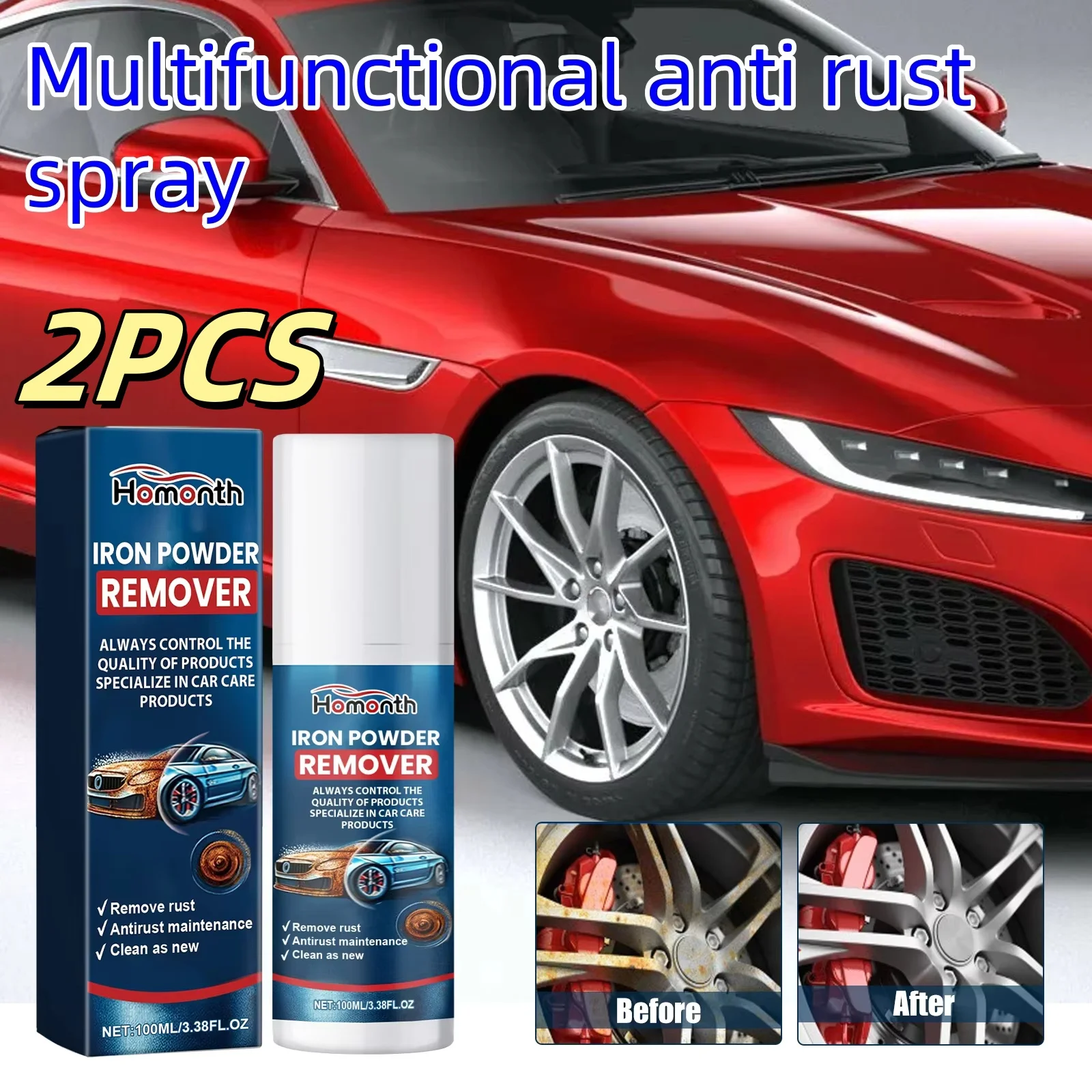 

2PCS 100ML Multi Functional Anti Rust Spray Car Anti Rust Cleaning Decontamination Refurbishment Brightening Portable Rust