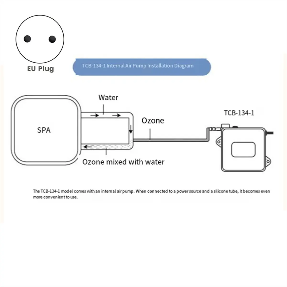 مولد مزود بأحجار هوائية للغرق البارد 300 ملغ/ساعة مولد أوزون مائي عالي الكفاءة مع أحجار هوائية بمقبس الاتحاد الأوروبي